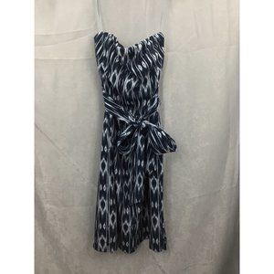 Athleta Ikat Strapless Anywhere Dress Size 2 Blue/White